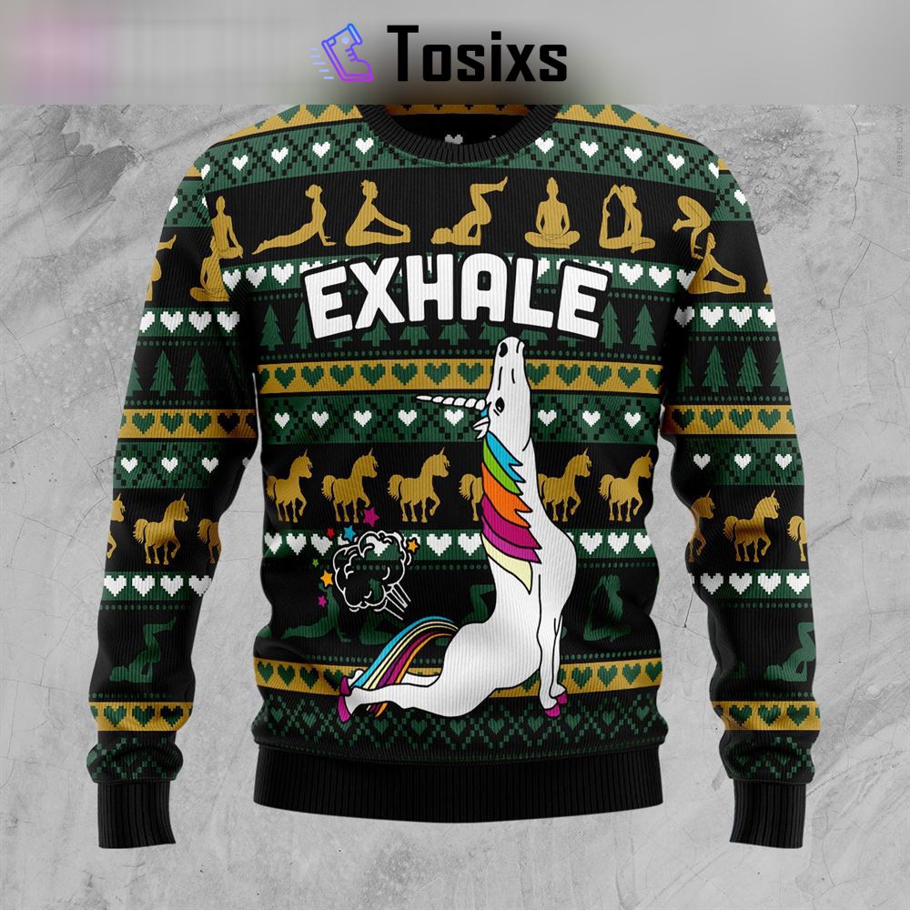Yoga unicorn ugly christmas sweater –…