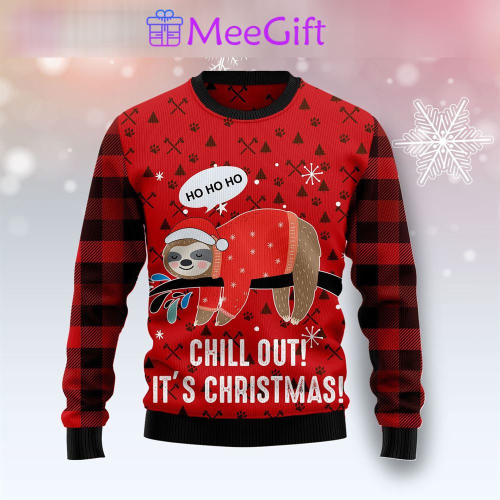 Sloth chill out ugly christmas sweater…