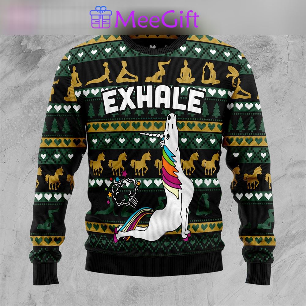 Yoga unicorn ugly christmas sweater –…