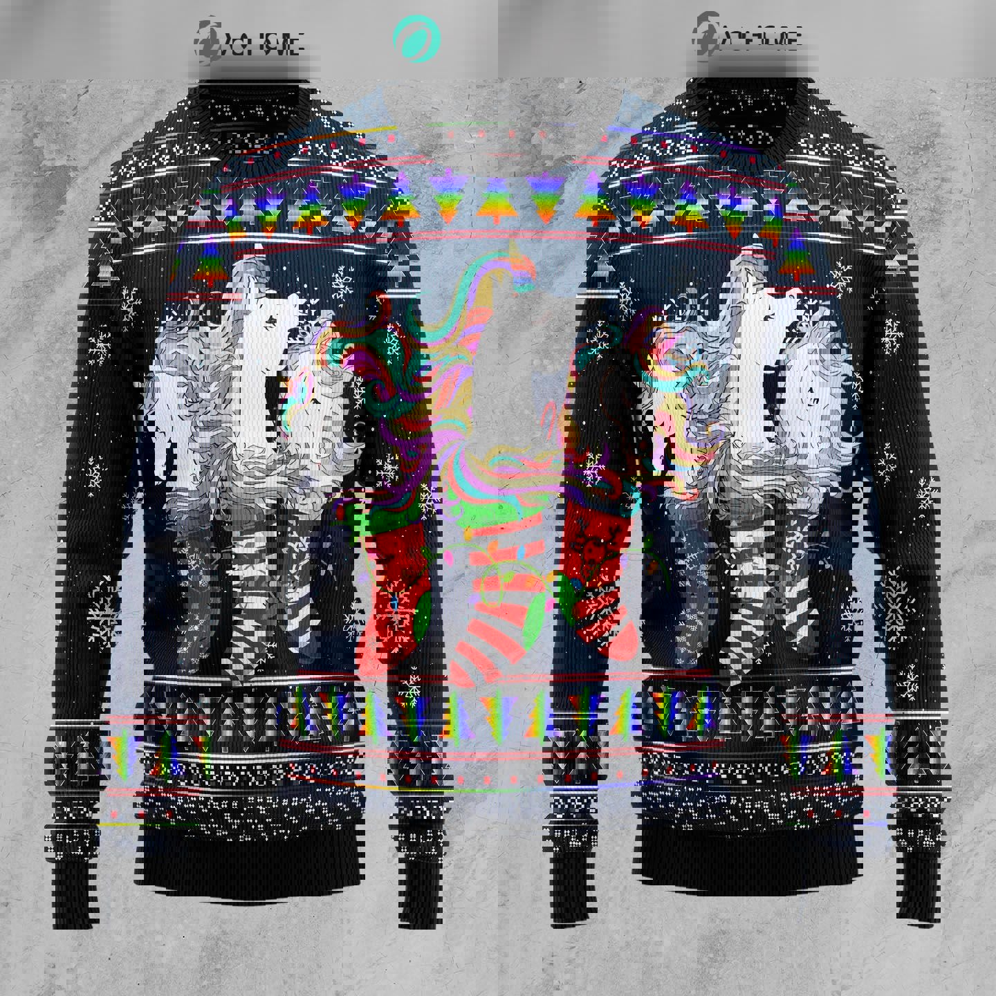 Unicorn socks xmas ugly christmas sweater…