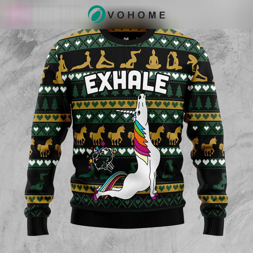 Yoga unicorn ugly christmas sweater –…