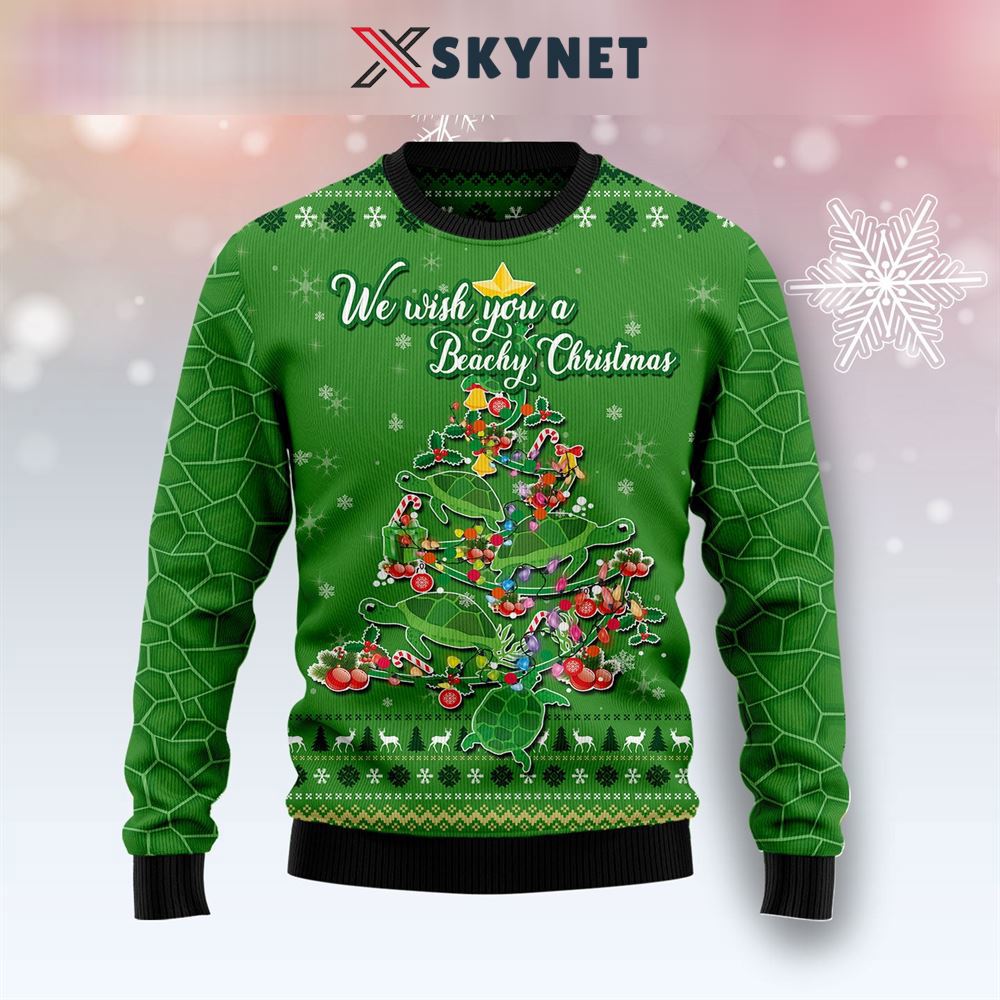 Turtle christmas tree ugly christmas sweater…