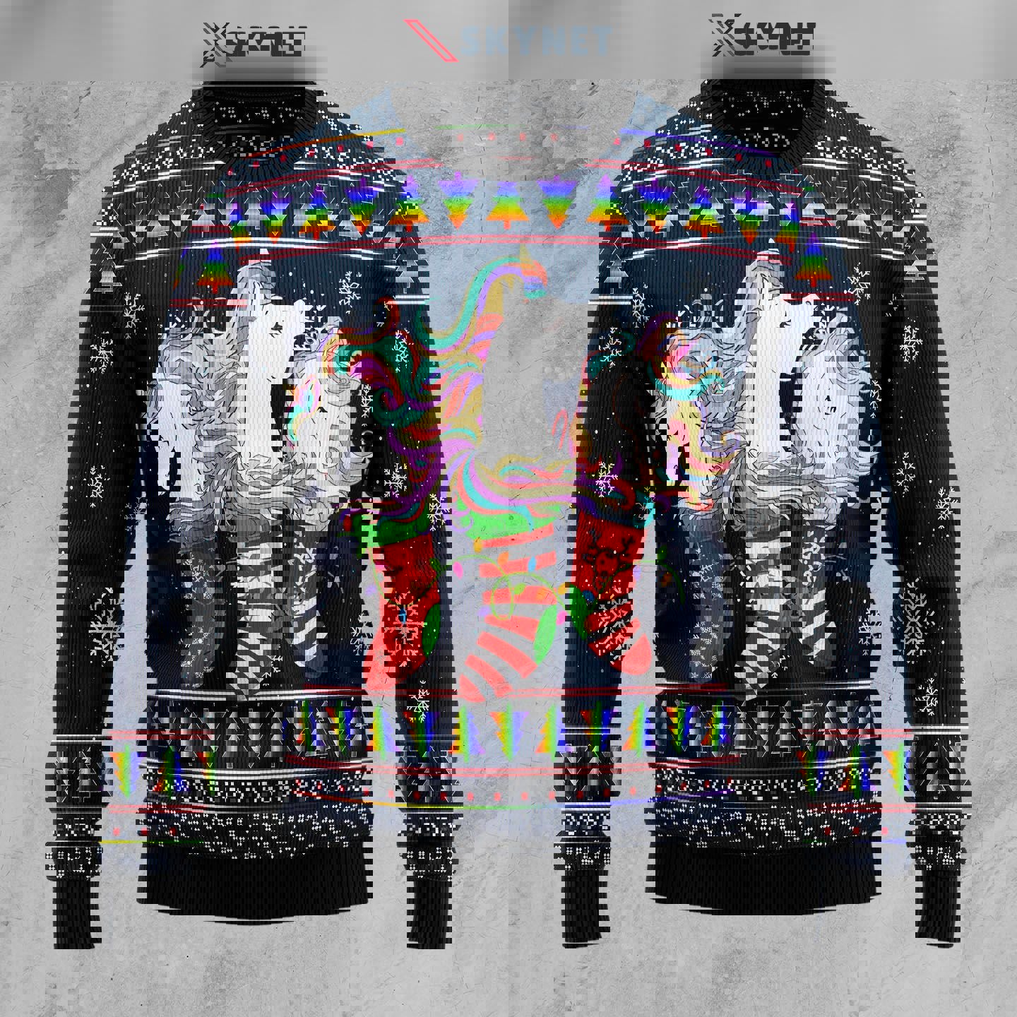 Unicorn socks xmas ugly christmas sweater…