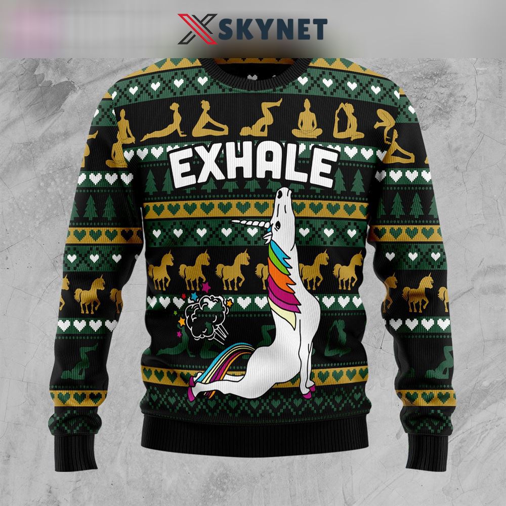 Yoga unicorn ugly christmas sweater –…