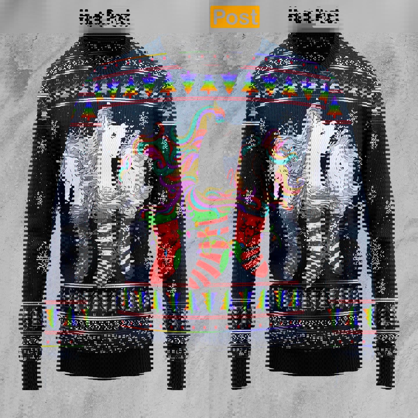 Unicorn socks xmas ugly christmas sweater…