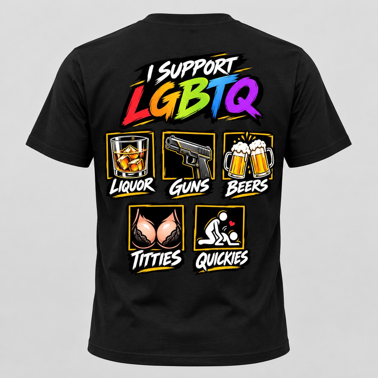 Funny Colorful LGBTQ Graphic Black T-Shirt