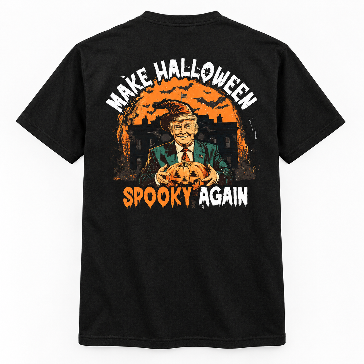Funny Make Halloween Spooky Again Graphic Black T-Shirt